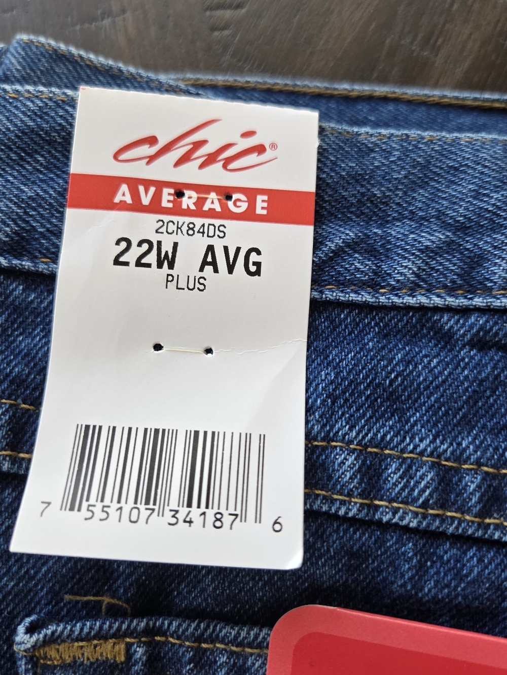 Vtg NWT Chic Relaxed Tapered Leg Jeans 22W Plus Size 100% Cotton High Rise - Picture 3 of 9